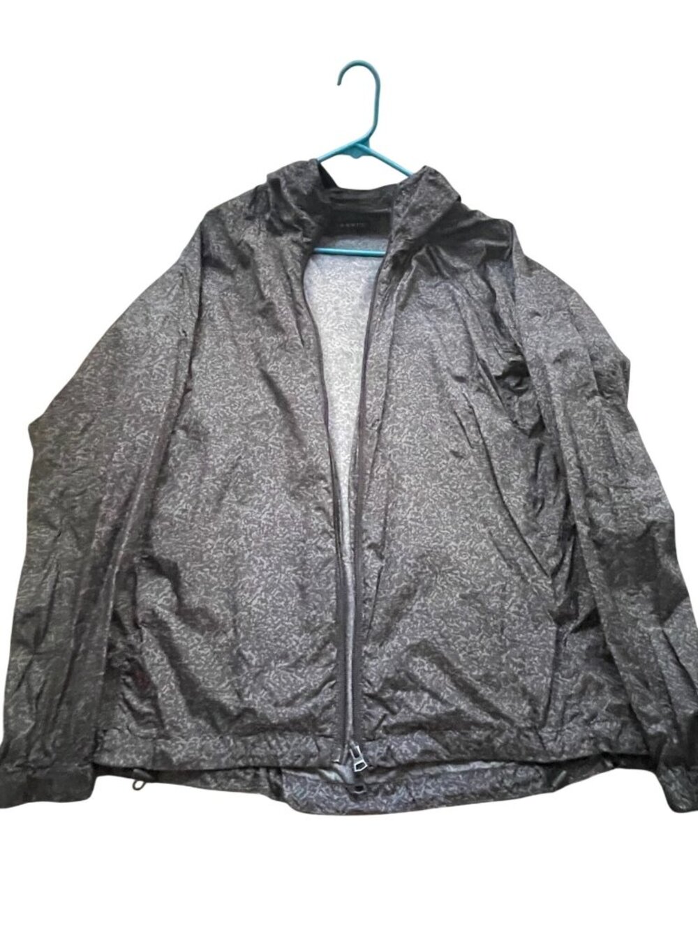Theory Mens XL Lightweight Hooded Jacket With Subtle Pattern - Black & Gray